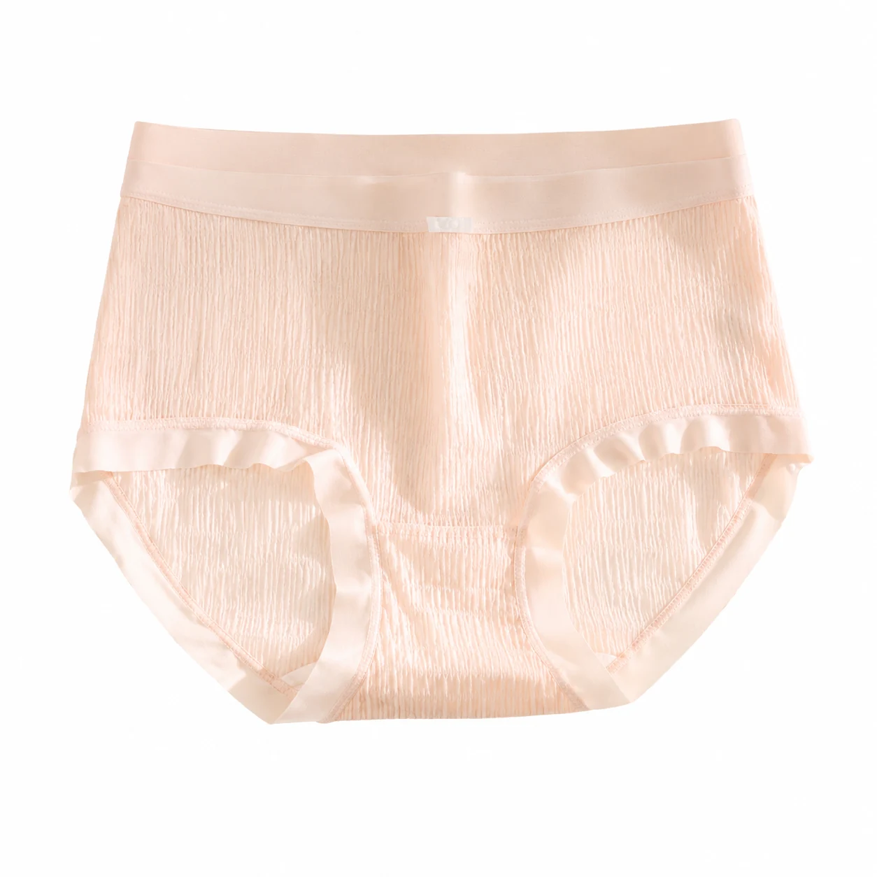 Blush pink briefs with a softly textured finish