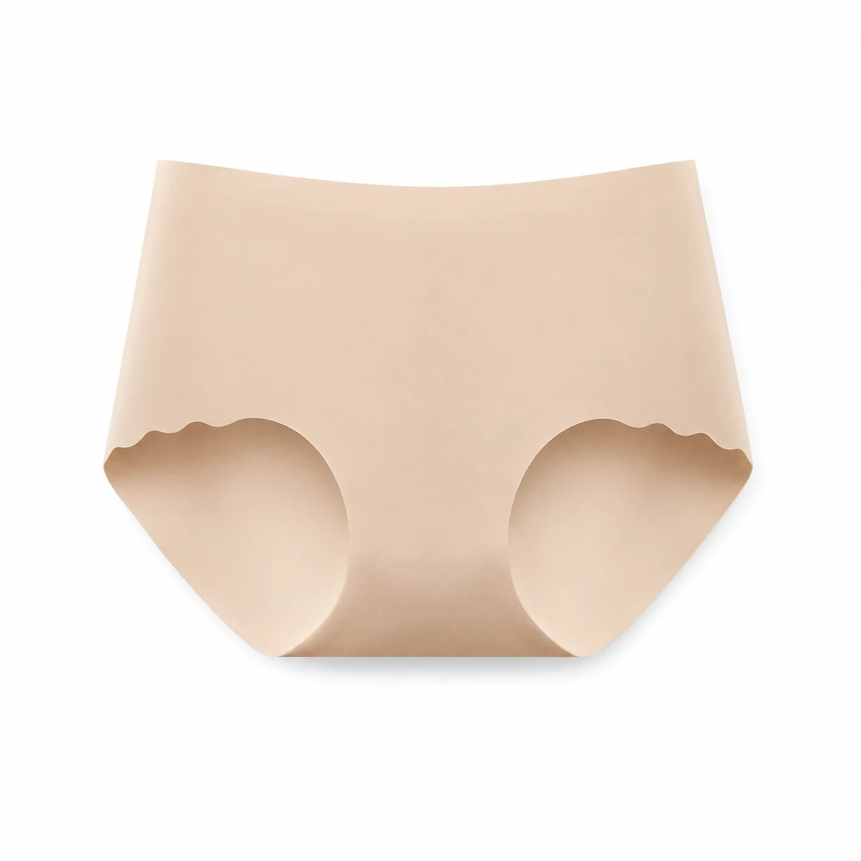 Nude seamless briefs with scalloped edges